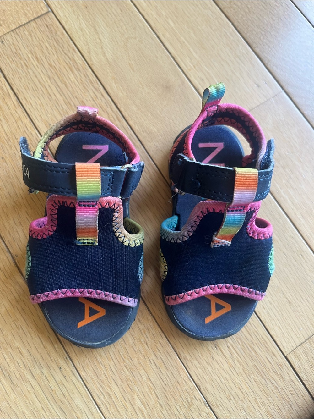 Nautica Navy Sandals with Rainbow Trim